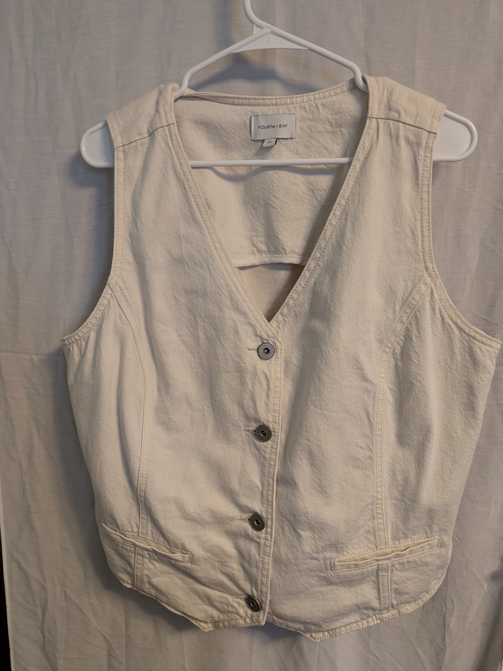 Cream Button-Front Women's Vest
